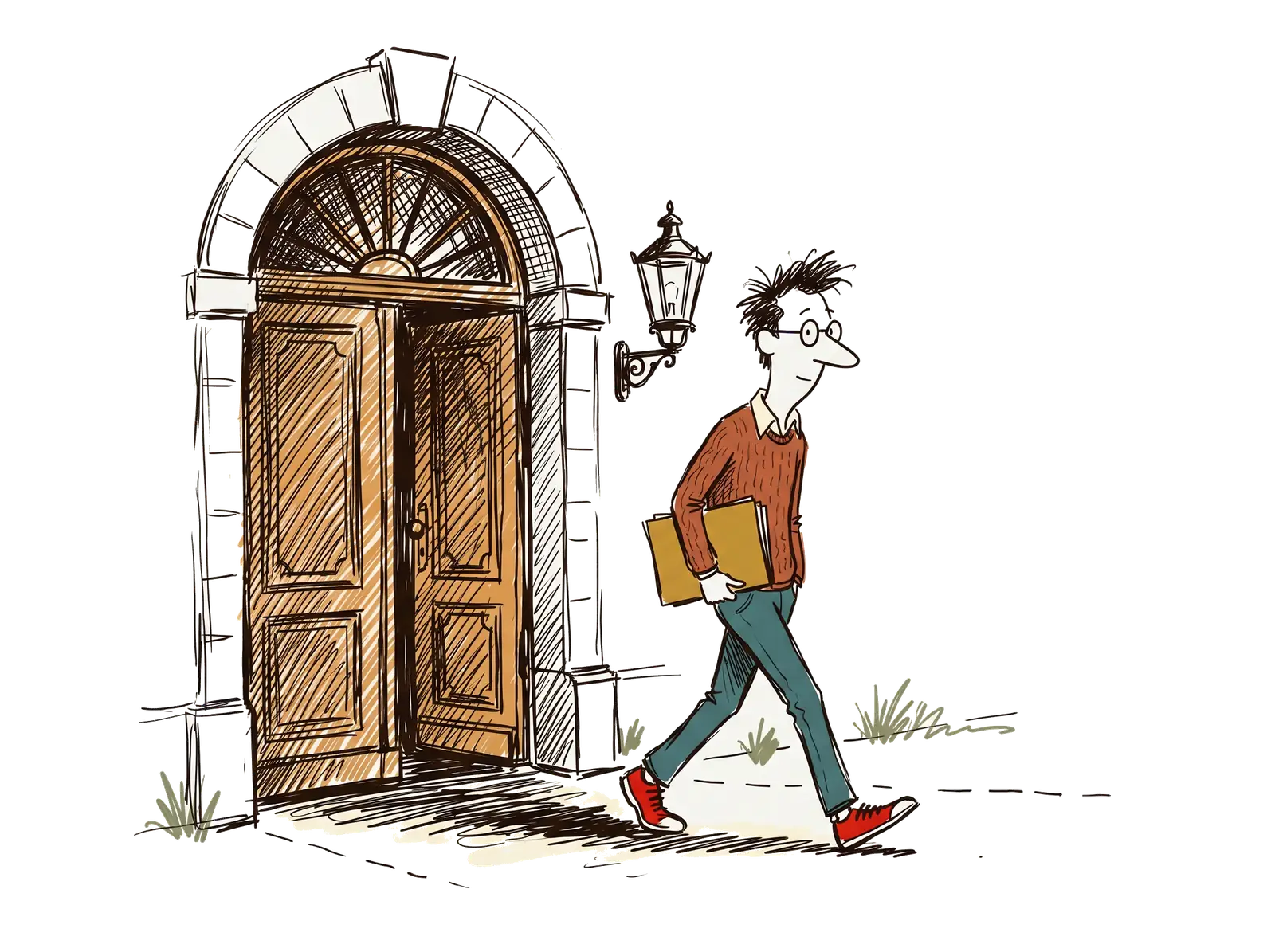 Ink sketch: the office entrance on Fleischmarkt in Vienna